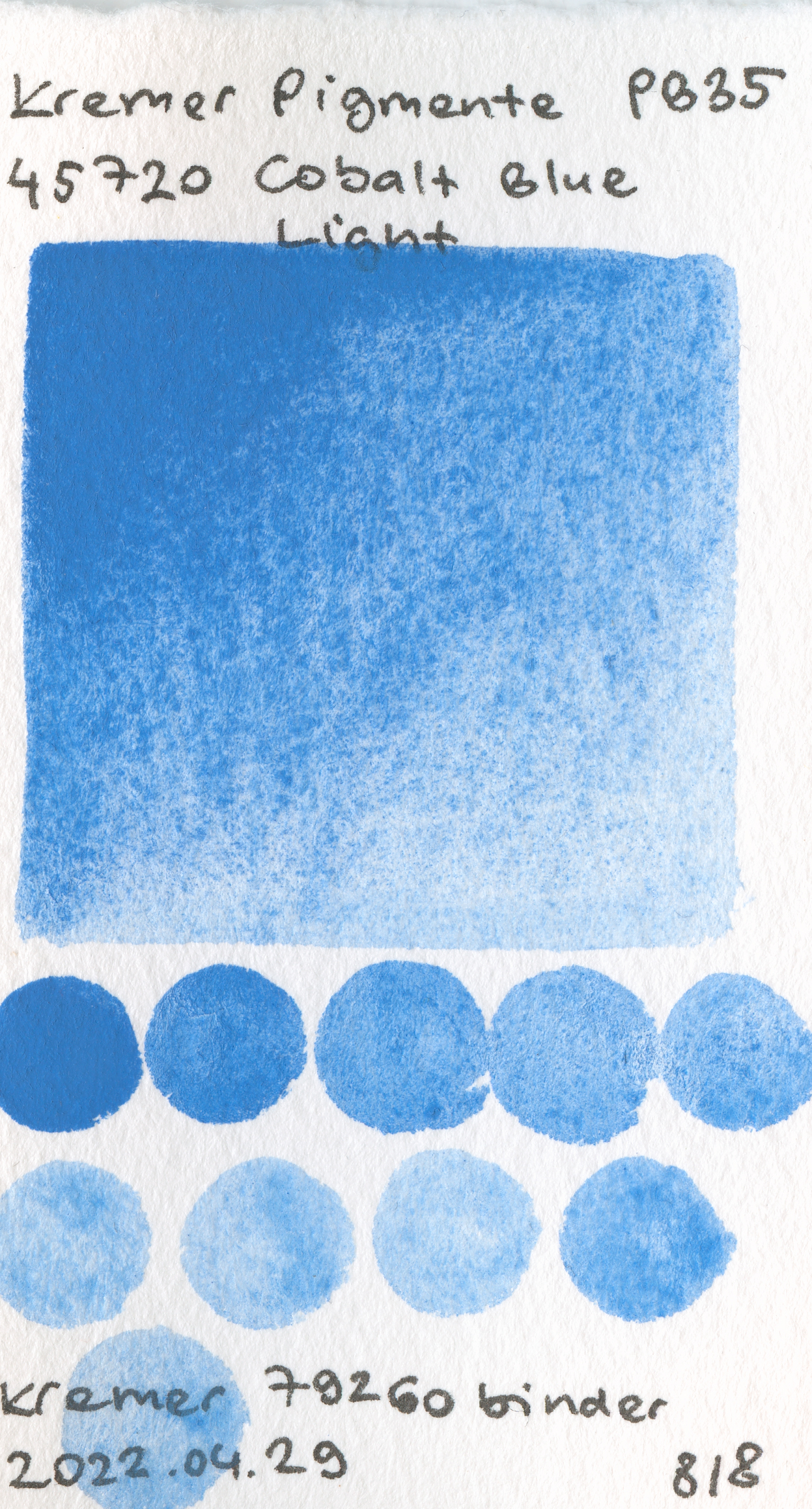 Kremer Pigmente [Dry] Pigments 45720 Cobalt Blue Light PB35 watercolor swatch