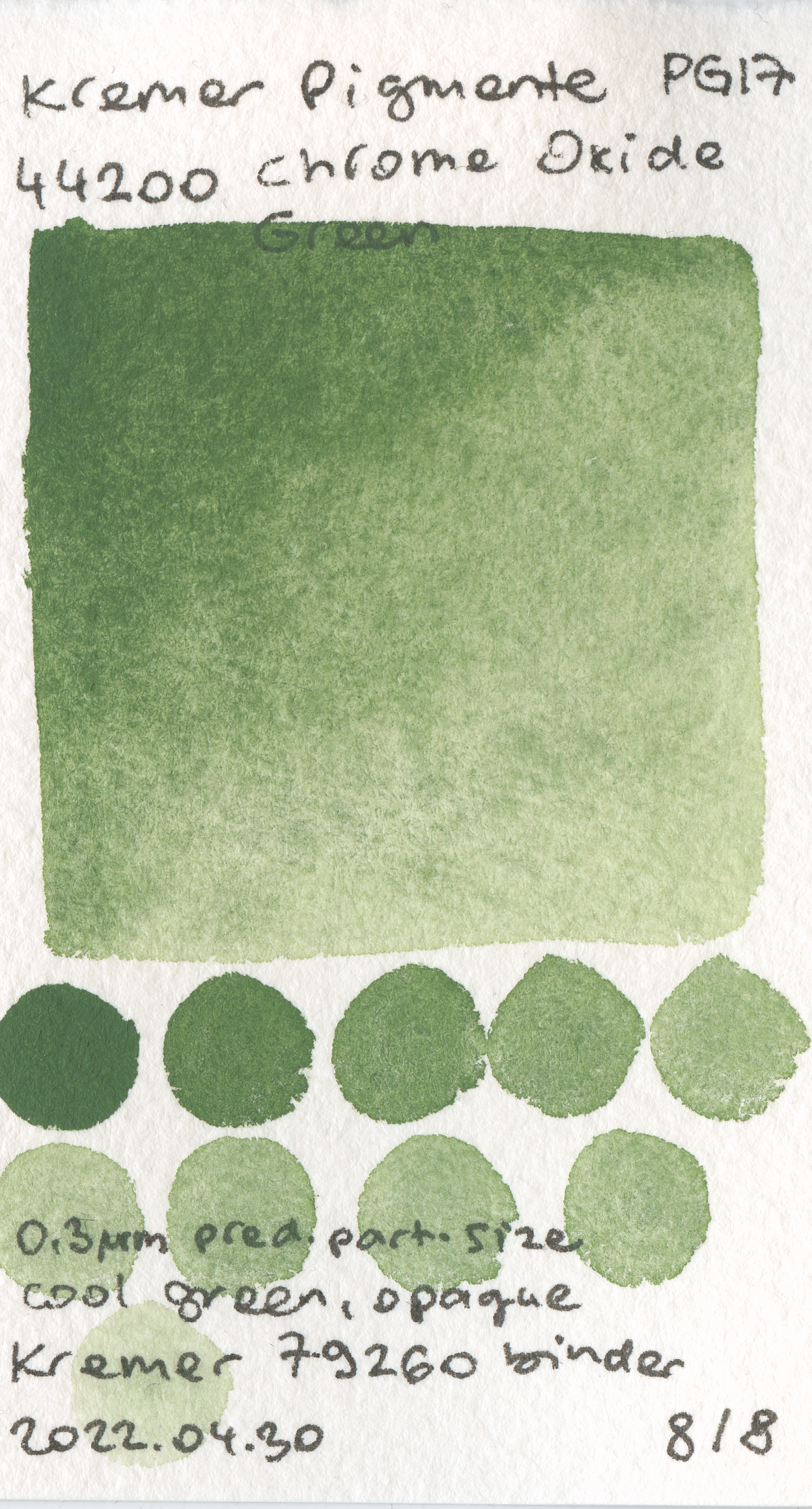 Kremer Pigmente [Dry] Pigments 44200 Chrome Oxide Green PG17 watercolor swatch