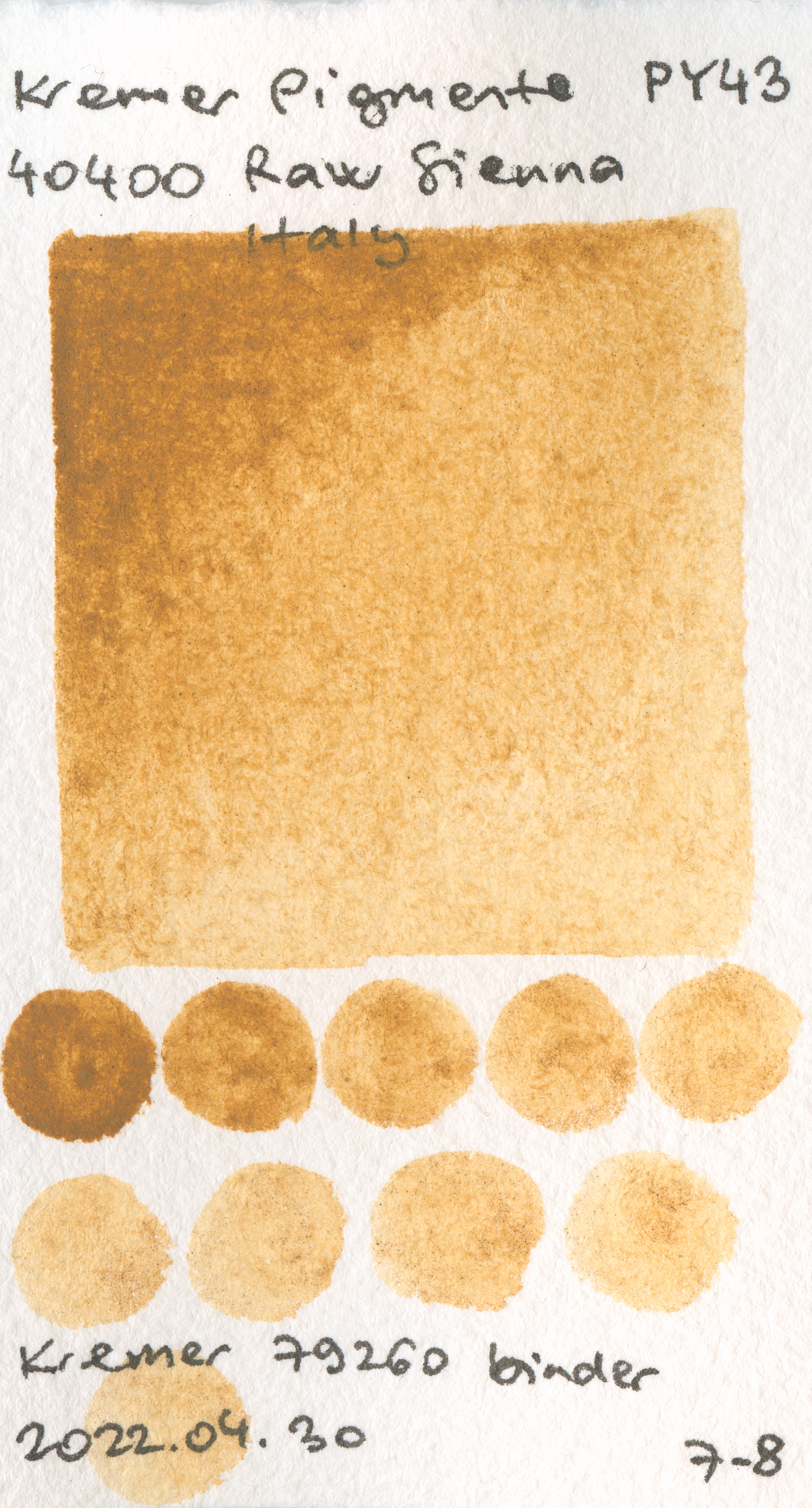Kremer Pigmente [Dry] Pigments 40400 Raw Sienna, Italy PY43 watercolor swatch