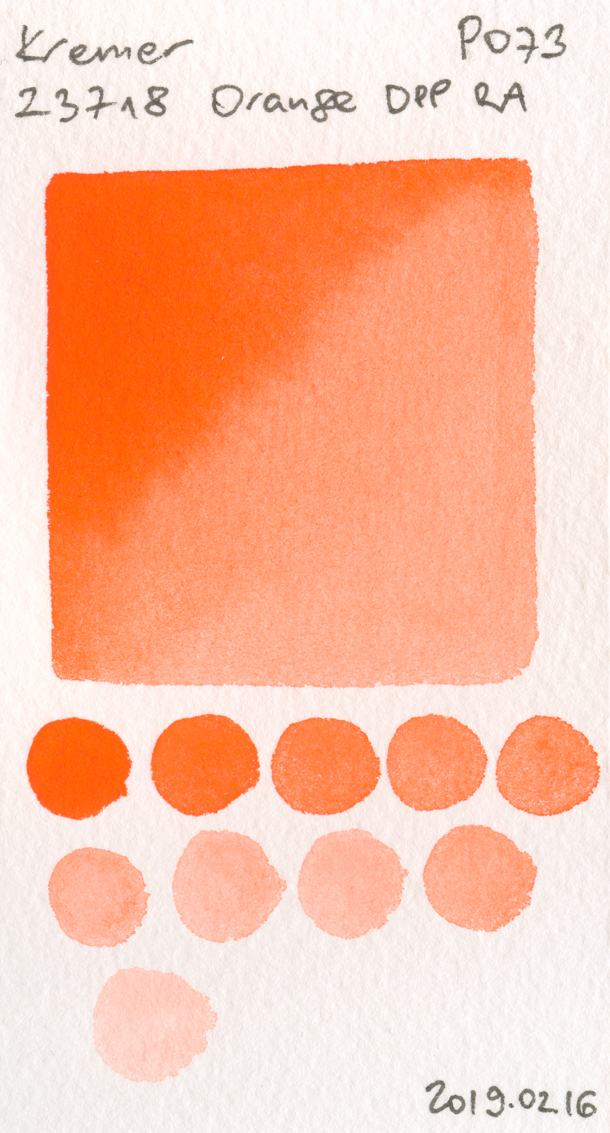 Kremer Pigmente [Dry] Pigments 23178 Orange DPP RA PO73 watercolor swatch