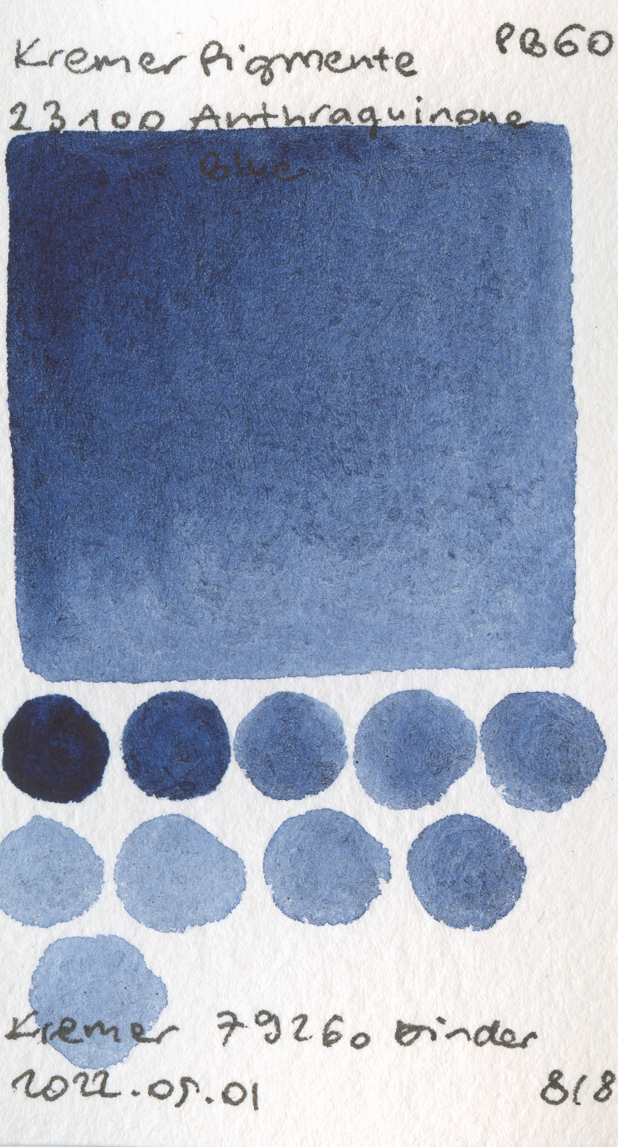 Kremer Pigmente [Dry] Pigments 23100 Anthraquinone Blue PB60 watercolor swatch