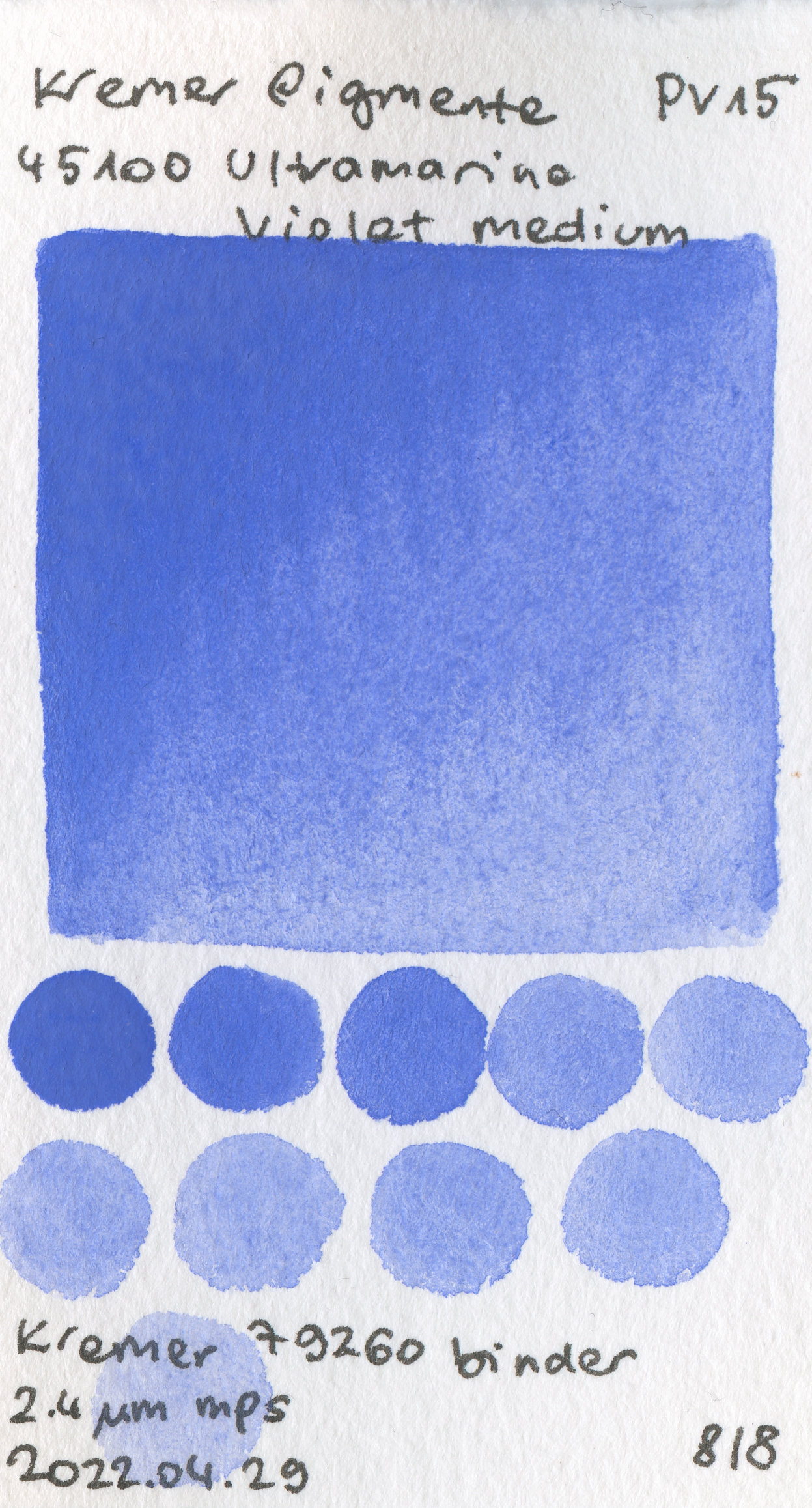 Kremer Pigmente [Dry] Pigments 45100 Ultramarine Violet, medium PB29 watercolor swatch