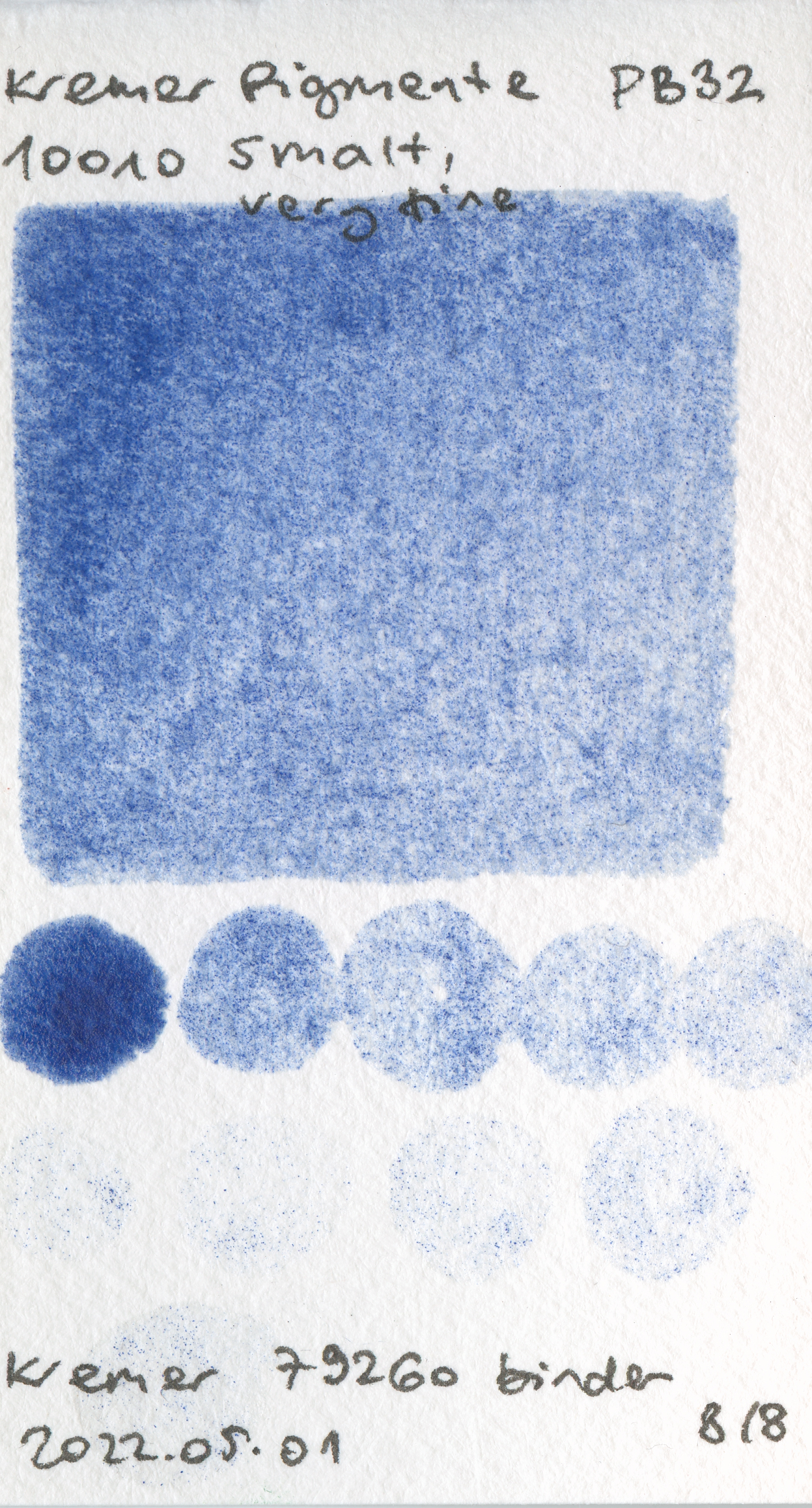 Kremer Pigmente [Dry] Pigments 10010 Smalt, very fine (Cobalt silicate) PB32 watercolor swatch