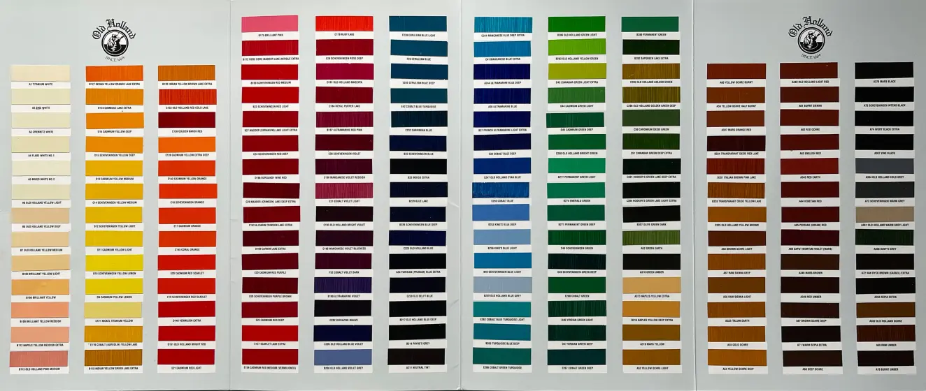 Old Holland Classic Oil Colours Chart, swatches